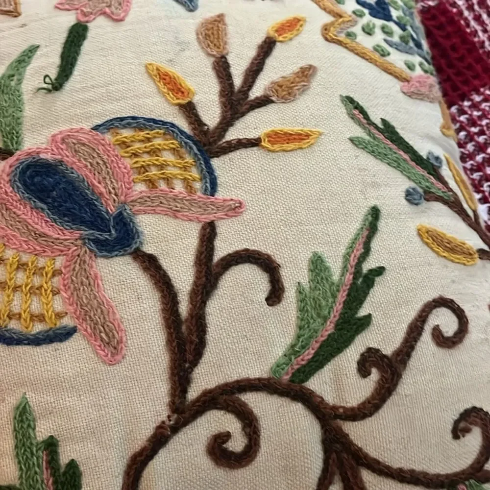 Floral Embroidered vintage pillow
